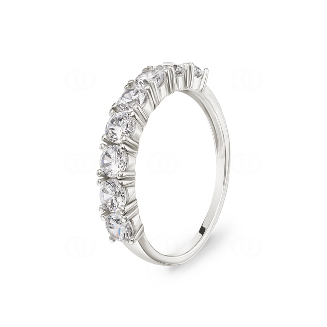 Bague Mémoire Argent 925 rhodié avec zircones ronde - 337652.1