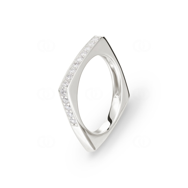 Mémoire-Ring 925 Silber rhodiniert mit Zirkonia rund - ASRA271Z