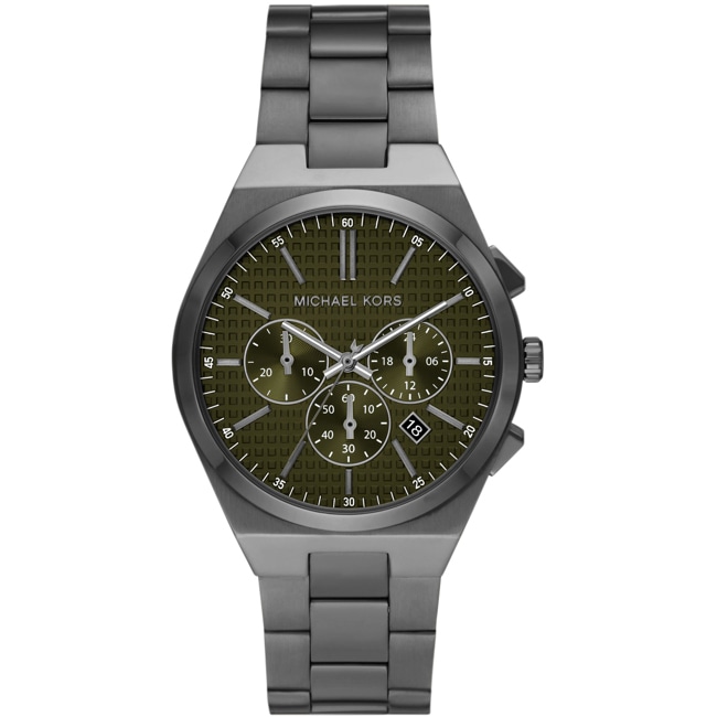Michael Kors Lennox Chronograph Black Dial Grey Steel Strap Watch For Men - MK9118
