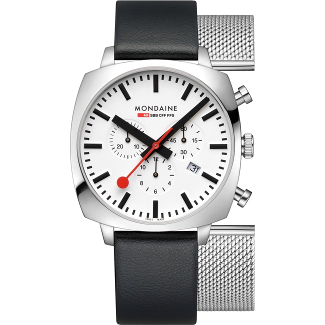 Mondaine Grand Cushion Chronograph Set 41mm - MSL.41410.LBV.SET