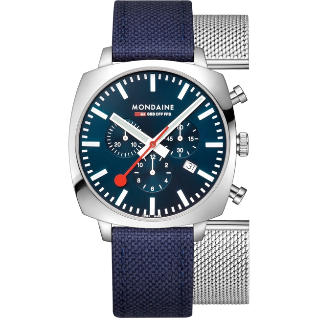 Mondaine Grand Cushion Chronograph Set 41mm - MSL.41440.LD.SET