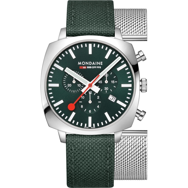 Mondaine Grand Cushion Chronograph Set 41mm - MSL.41460.LF.SET