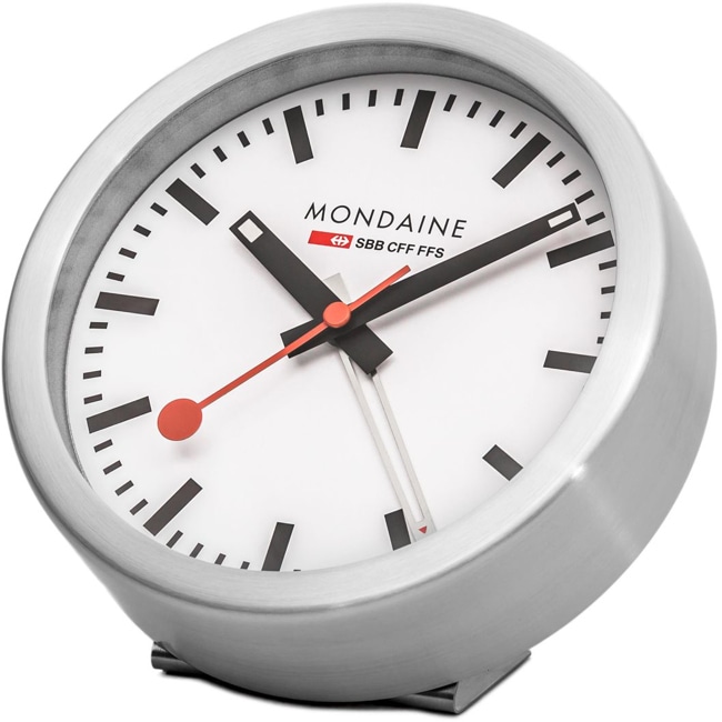 Mondaine Table clock with alarm Silver Ø 12.5cm - A997.MCAL.16SBB.1