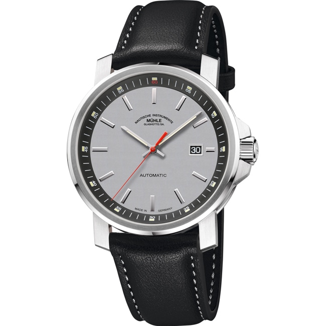 Mühle-Glashütte 29er Big Silver grey / Black leather - M1-25-37-LB