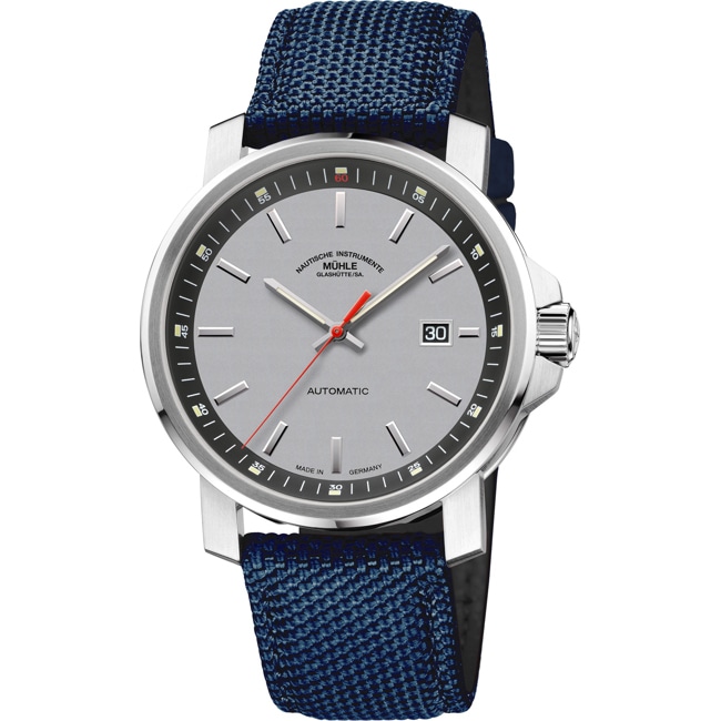 Mühle-Glashütte 29er Big Silver grey / Canvas nautic blue - M1-25-37-CB-I