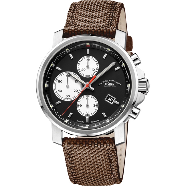Mühle-Glashütte 29er Chronograph Schwarz / Canvas Kaffeebraun - M1-25-43-CB-III