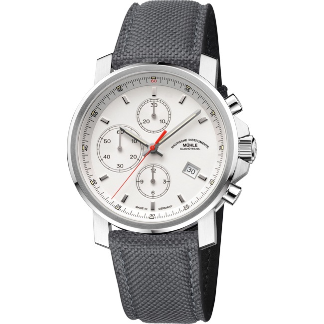 Mühle-Glashütte 29er Chronographe Blanc / Toile gris - M1-25-41-CB-V