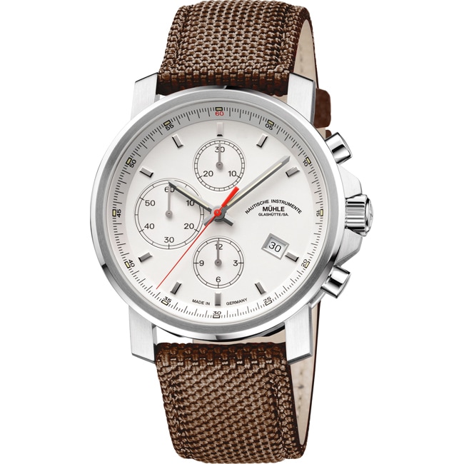 Mühle-Glashütte 29er Chronograph White / Canvas coffee-brown - M1-25-41-CB-III