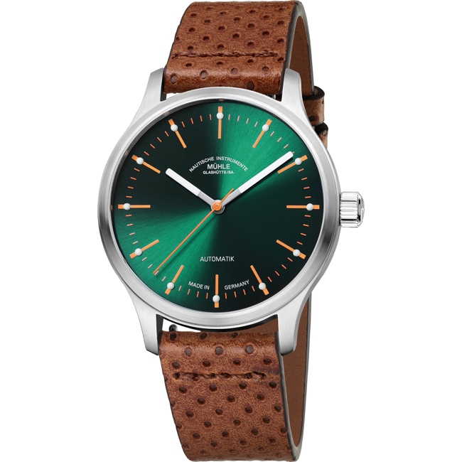 Mühle-Glashütte Panova Vert / Cuir perforé - M1-40-76-LB-I