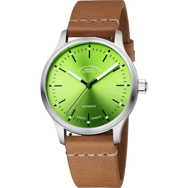 Mühle-Glashütte Panova Vert Lime / Cuir marron - M1-40-76-1-LB-II