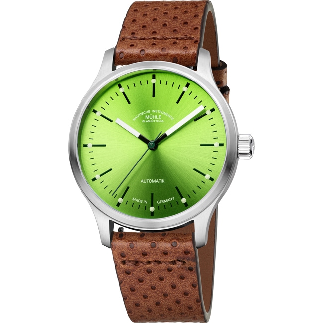 Mühle-Glashütte Panova Vert Lime / Cuir perforé - M1-40-76-1-LB-I