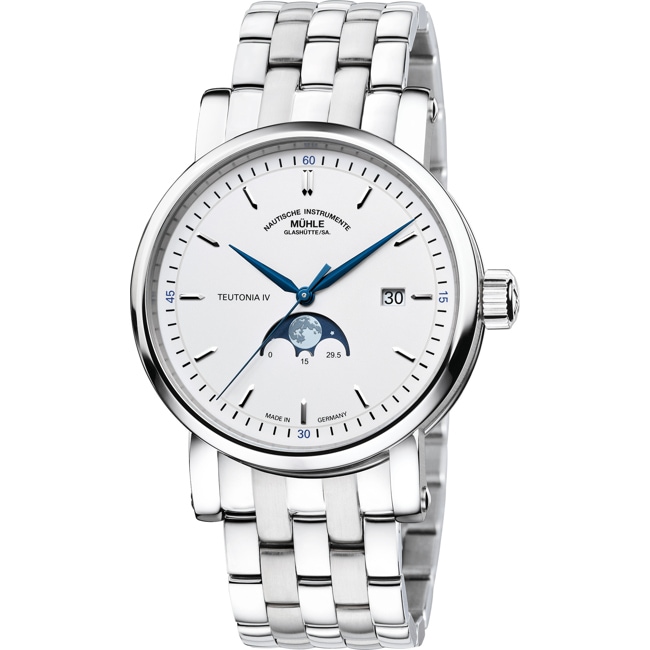 Mühle-Glashütte Teutonia IV Mondphase Weiss / Metallband - M1-44-05-MB