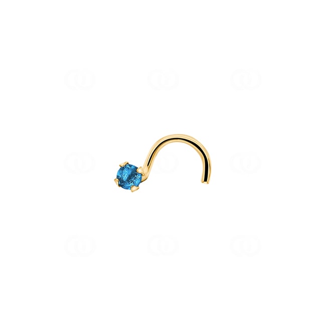 Piercing de nez spirale or jaune 750/18 ct avec topaze bleue - 8956T