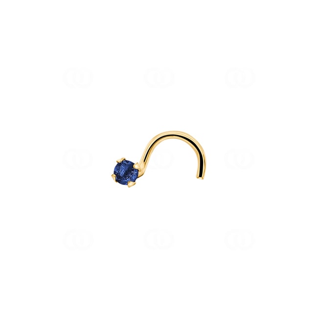 Nasenpiercing Spirale 750/18 K Gelbgold mit Saphir - 8956S