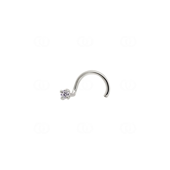 Nasenpiercing Spirale 750/18 K Weissgold mit Diamant 0.03ct - 910021BT