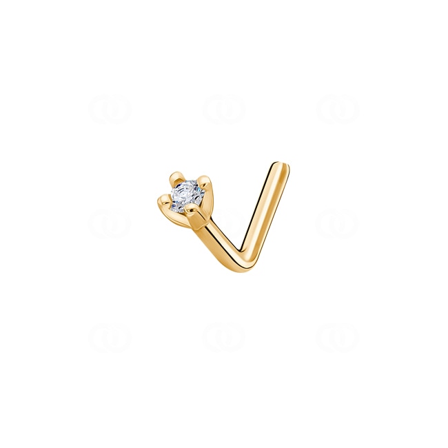 Nasenpiercing Winkel 750/18 K Gelbgold mit Diamant 0.01ct. - QX407JB4