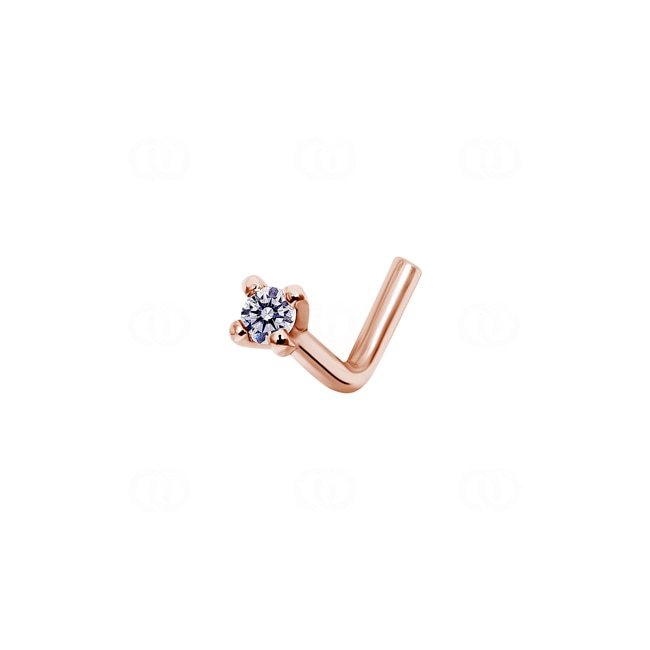 Piercing de nez angle or rosé 750/18 ct avec diamant 0.01ct. - S18.41101