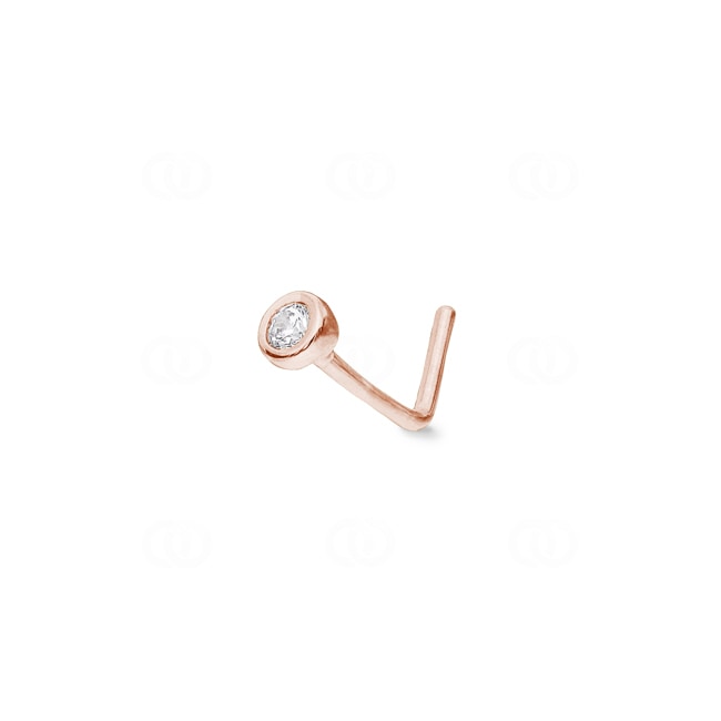 Nasenpiercing Winkel 750/18 K Roségold mit Zirkonia - S18.45102