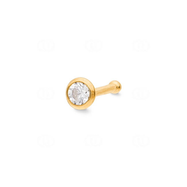 Nose Piercing 750/18 K Yellow Gold with Cubic Zirconia - 1189.02197/0003