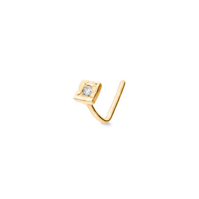 Nose Piercing 750/18 K Yellow Gold with Diamond 0.01ct H/Si - 1187.01018/0001