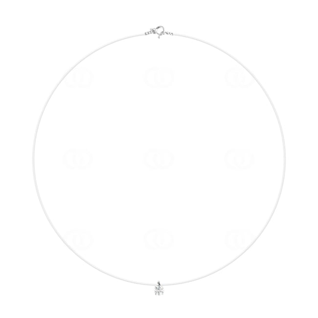 Nylon Chain with Pendant 750/18 K White Gold with Cubic Zirconia Ø 3.5mm - 3.3060.Z1-42