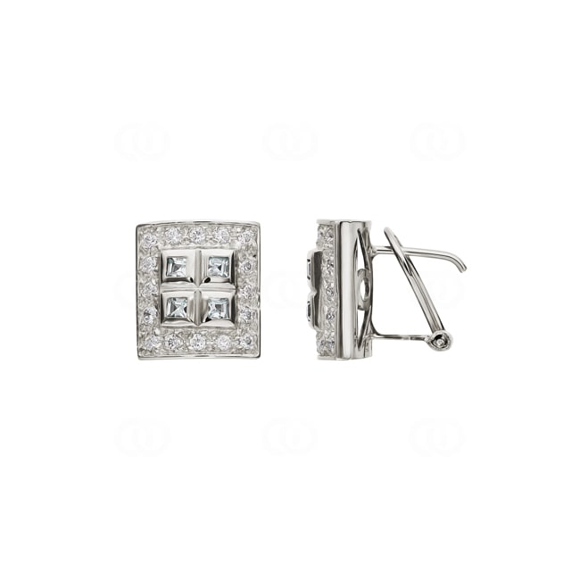 Boucles d'oreilles or gris 750/18 ct avec zircones - 14763