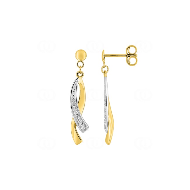117616 Drop Earrings 375/9 K Yellow Gold two-tone with Cubic
