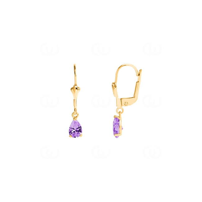 Boucles d'oreilles pendantes or jaune 375/9 ct améthyste poire - 293031.A0