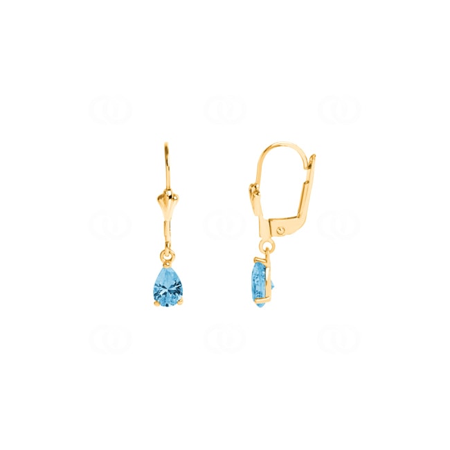 Boucles d'oreilles pendantes or jaune 375/9 ct avec topaze bleue poire - 293031.T0