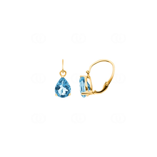 Drop Earrings 375/9 K Yellow Gold with Pear Cut Blue Topaz - 293038.T0