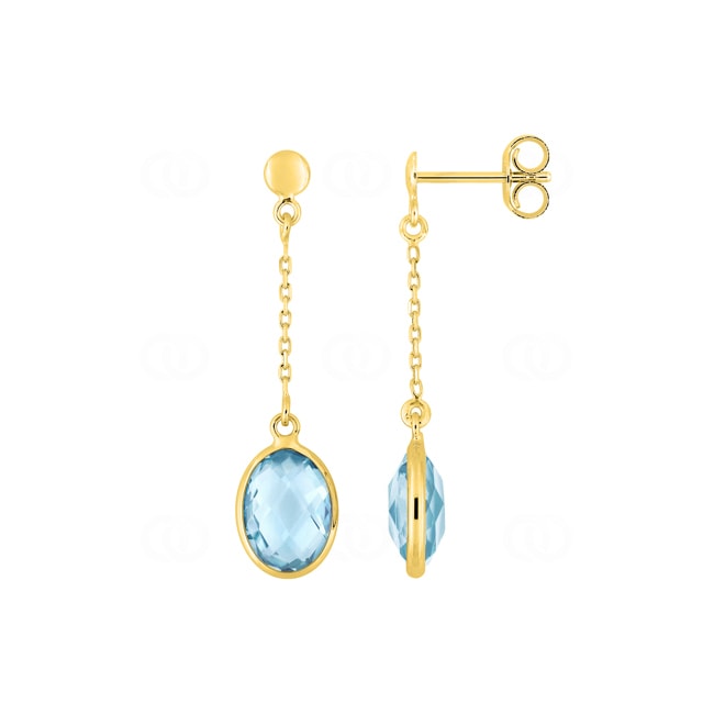 Ohrhänger 375/9 K Gelbgold mit Blautopasen - 39FM93JT