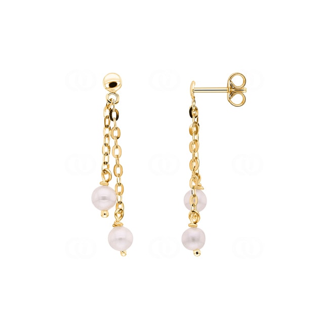 Boucles d'oreilles pendantes or jaune 375/9 ct avec perles 3.0mm - 9K8081P