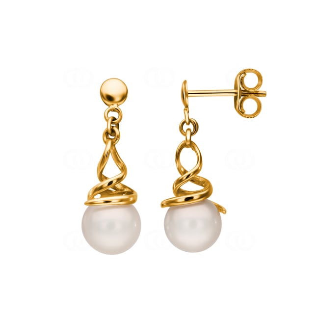 Boucles d'oreilles pendantes or jaune 375/9 ct avec perles 6.0mm - 39IZ10J