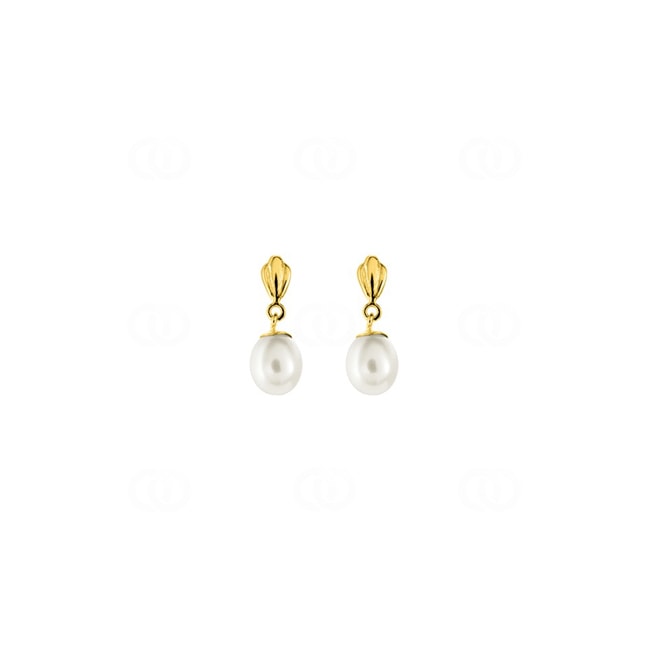 Boucles d'oreilles pendantes or jaune 375/9 ct avec perles 6.0mm - 293042.P0