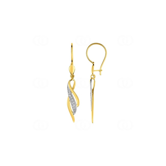 Boucles d'oreilles pendantes or jaune 375/9 ct avec zircones - 39SJ29BZ