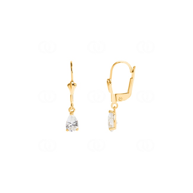 Boucles d'oreilles pendantes or jaune 375/9 ct avec zircones poires - 293031.Z0