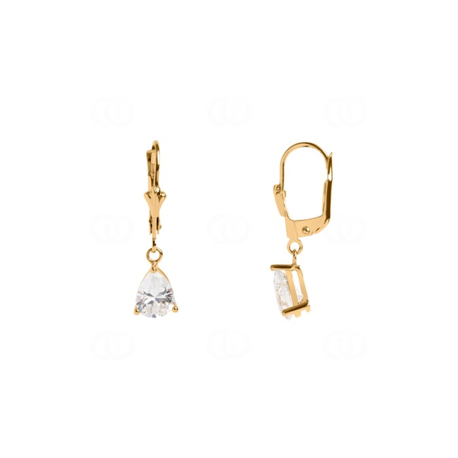 Boucles d'oreilles pendantes or jaune 375/9 ct avec zircones poires - 293032.Z0