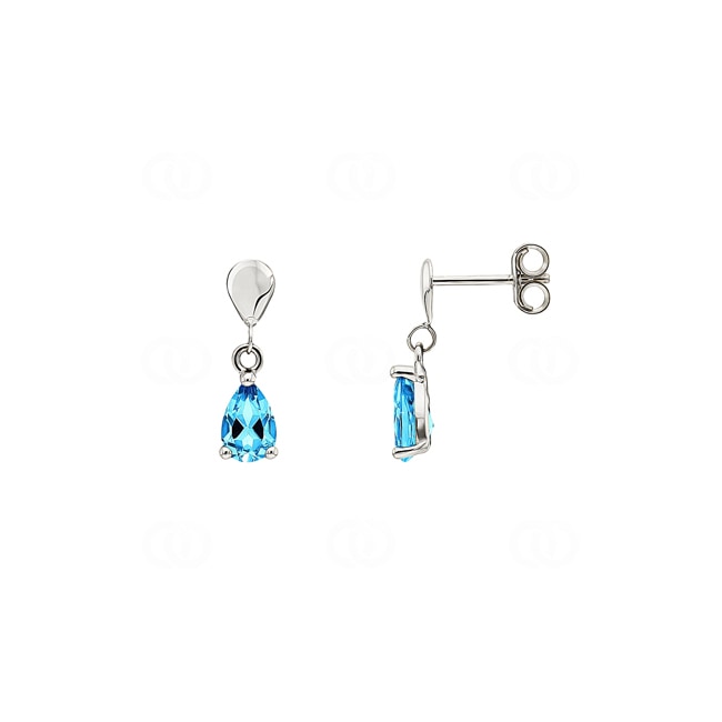 Boucles d'oreilles pendantes or gris 375/9 ct avec topaze bleue poire - 293037.T1