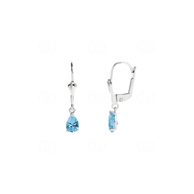 Boucles d'oreilles pendantes or gris 375/9 ct avec topaze bleue poire - 293031.T1