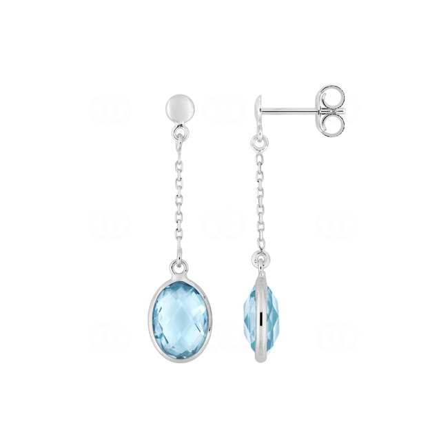 Ohrhänger 375/9 K Weissgold mit Blautopasen - 39FM93GT