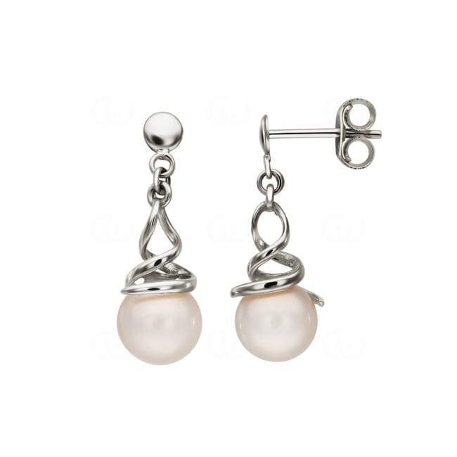 Boucles d'oreilles pendantes or gris 375/9 ct avec perles 6.0mm - 39IZ10G