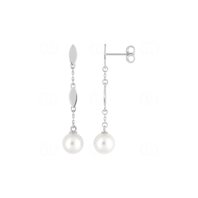 Boucles d'oreilles pendantes or gris 375/9 ct avec perles 6.0mm - 297155.P1
