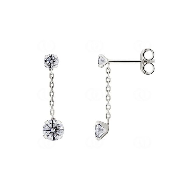 Boucles d'oreilles pendantes or gris 375/9 ct avec zircones - 9K8377GZ