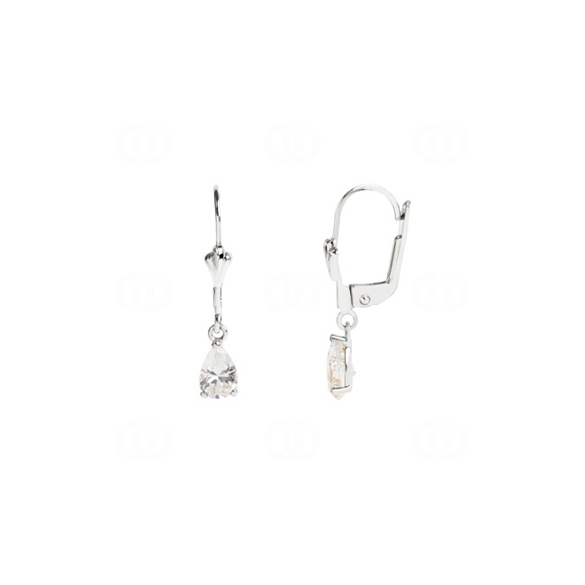 Boucles d'oreilles pendantes or gris 375/9 ct avec zircones poires - 293031.Z1