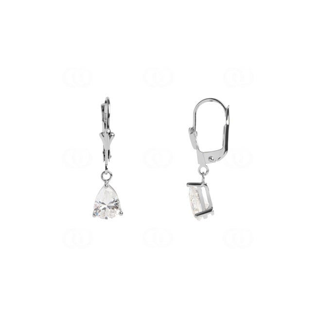 Boucles d'oreilles pendantes or gris 375/9 ct avec zircones poires - 293032.Z1