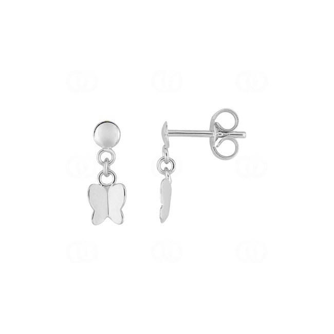 Boucles d'oreilles pendantes or gris 375/9 ct Papillons - 9K8488GR