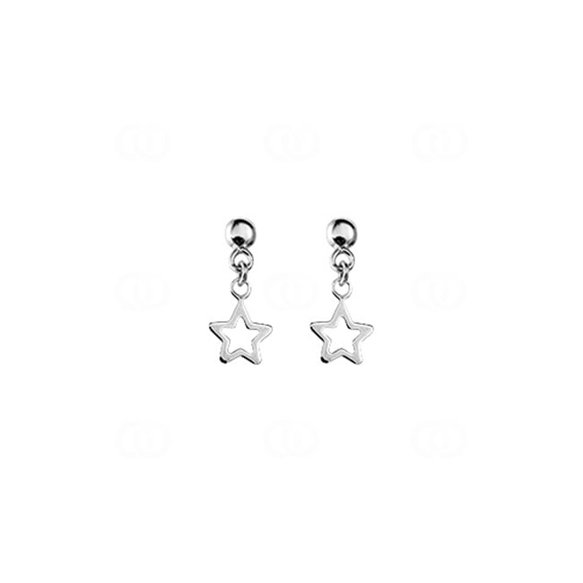 Drop Earrings 375/9 K White Gold Stars - 9K8466GR