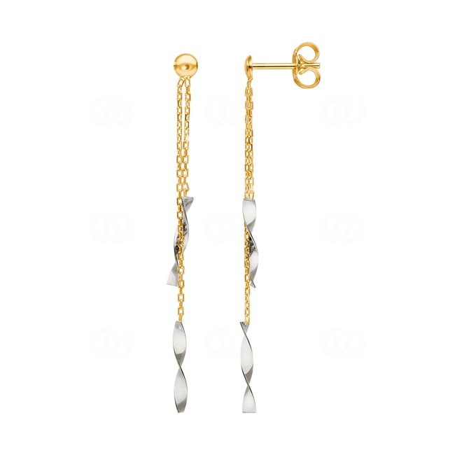 Boucles d'oreilles pendantes or bicolore 750/18 ct - 11853G