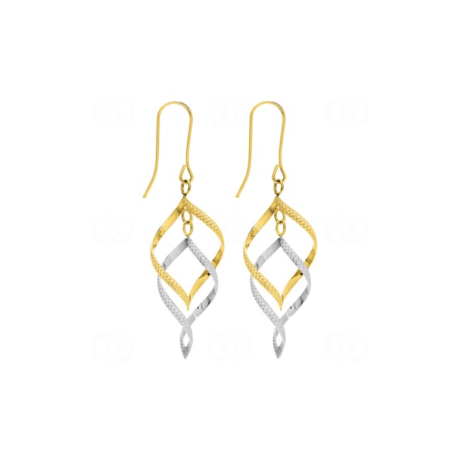 Boucles d'oreilles pendantes or bicolore 750/18 K - 3766G