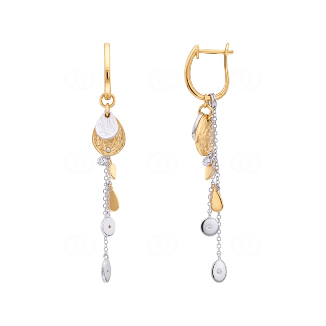 Boucles d'oreilles or bicolore 750/18 ct avec diamants 0.06 ct - OR-73785-01-GW